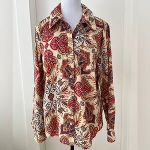TRADITION Country Collection Cotton Paisley Floral Long Sleeve Shirt Western